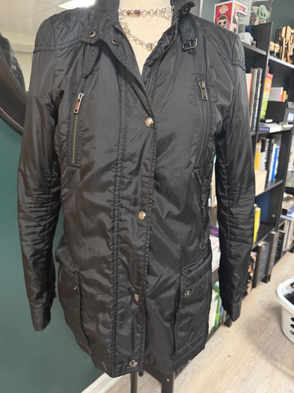 Banana Republic Black Lightweight Utility Jacket with Zip Pockets